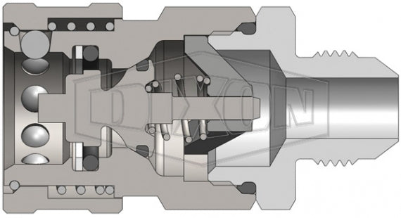 3VJM3 by Dixon Valve | Hydraulic Quick Disconnect Coupling | V-Series | 3/8" Male JIC x 3/8" MIL-C-51234 Valved | Socket | Nitrile Seal | Steel