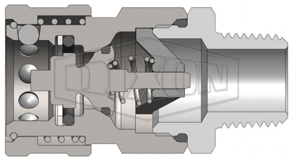 8VM8 by Dixon Valve | Hydraulic Quick Disconnect Coupling | V-Series | 1" Male NPTF x 1" MIL-C-51234 Valved | Socket | Nitrile Seal | Steel