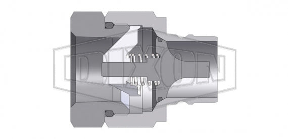 V3F3 by Dixon Valve | Hydraulic Quick Disconnect Coupling | V-Series | 3/8" Female NPTF x 3/8" MIL-C-51234 Valved | Plug | Steel