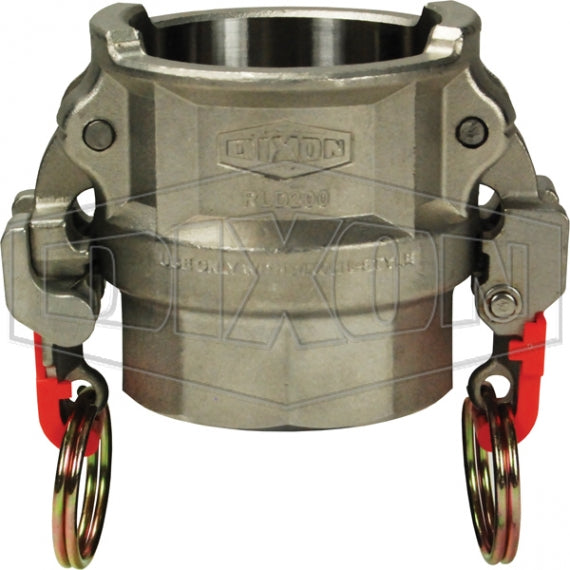RLD200EZ by Dixon Valve | Vent-Lock® Safety Cam & Groove Coupler | Type D | 2" Coupler x 2" Female NPT | 316 Stainless Steel