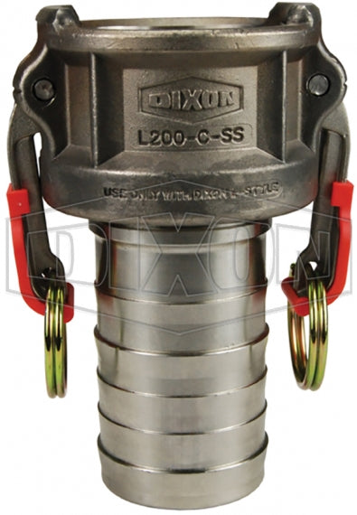 L150-C-SS by Dixon Valve | Vent-Lock® Safety Cam & Groove Coupler | Type C | 1-1/2" Coupler x 1-1/2" Hose Shank | 316 Stainless Steel