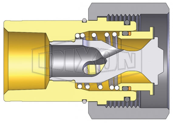 8WF8-B-HN by Dixon Valve | Hydraulic Quick Disconnect Coupling | W-Series | 1" Female NPTF x 1" Wingstyle Interchange Hex-Nut | Socket | Nitrile Seal | Brass
