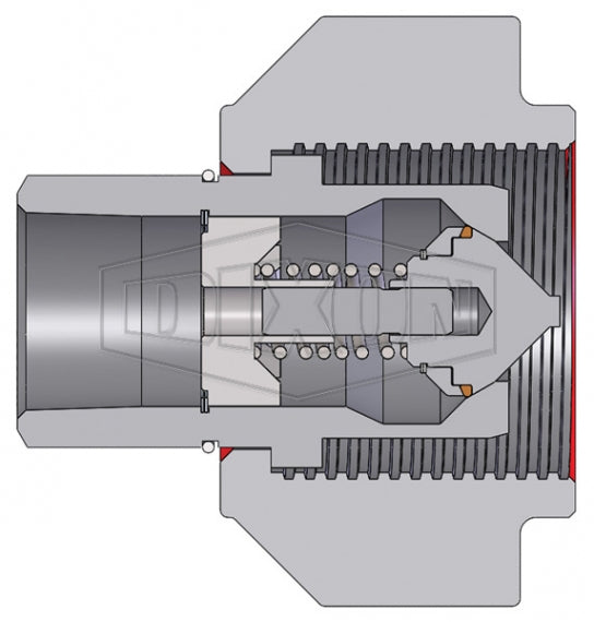 12WSF12-BOP by Dixon Valve | Hydraulic Quick Disconnect Coupling | WS-BOP-Series | 1-1/2" Female NPTF x 1-1/2" Heavy-Duty Wingstyle Blowout Preventer Safety End | Socket | FKM Seal | Steel