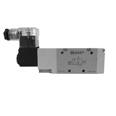 01VA03NO030302 AIGNEP | 01V Control Valves Series | 3/2 Normally Open Single Solenoid Ext Pilot G-Thread 1/4" | 24V DC/2 W coil | LED Con