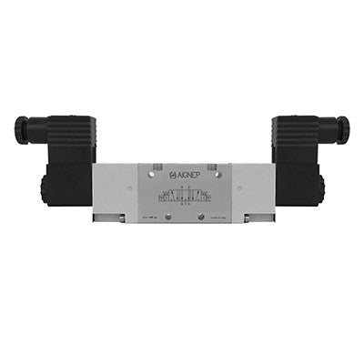 01VA07OC03N0601 AIGNEP | 01V Control Valves Series | 5/3 Double Solenoid Ext Pilot | Open Center | Spring Centered | 1/4" NPTF | 220V AC/5VA coil | Black Con