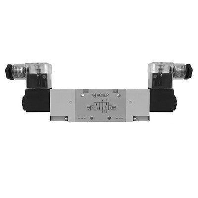 01VA1500030102 AIGNEP | 01V Control Valves Series | 5/2 Double Solenoid Ext Pilot G-Thread 1/4" | 12V DC/3 W coil | LED Con