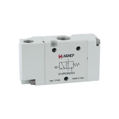 01VP03NC03 AIGNEP | 01V Control Valves Series | Pneumatic Valve | 3/2 Normally Closed Single Air Pilot/Spr Return 1/4" G-Thread Ports