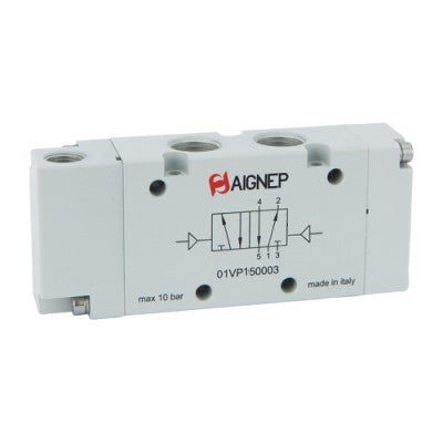 01VP150003N AIGNEP | 01V Control Valves Series | Pneumatic Valve | 5/2 Double Air Pilot 1/4" NPTF Ports