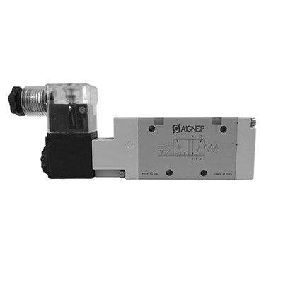 01VS050003N0102 AIGNEP | 01V Control Valves Series | 5/2 Single Solenoid Pilot/Spring Return 1/4" NPTF | 12V DC/3 W coil | LED Con