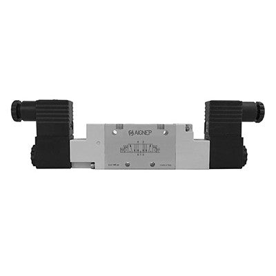 01VS07OC050401 AIGNEP | 01V Control Valves Series | 5/3 Open Center G-Thread 1/2" Double Solenoid Pilot Spring Centered | 24V AC/5VA coil | Black Con