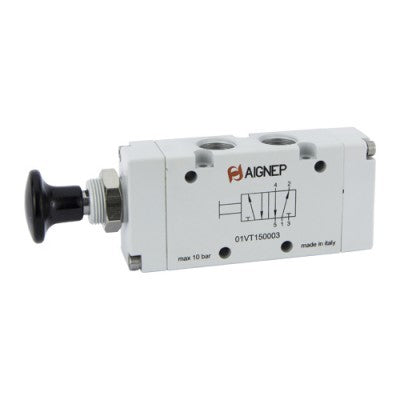 01VT050003N AIGNEP | 01V Control Valves Series Series | 5 port/4 way/2 position | Button Operated Spring Return | 1/4" NPTF