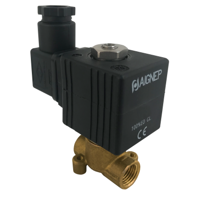 02F03302V0N30901 AIGNEP | Fluidity Series | Fluidity 02F Direct | Acting Solenoid Valve | 3/2 Normally Closed | FKM Seal | 1/4" NPTF | 2 mm | 24V AC