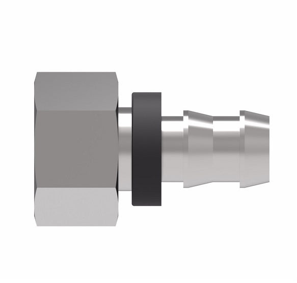 07.001-13-8 Aeroquip by Danfoss | Metric Female 24° Swivel DIN 3901/3902 Socketless Reusable Hose Fitting | L13 Female DKO/DIN x -08 Push-On Hose Barb | Steel