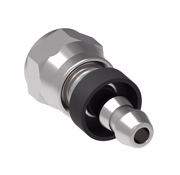 07.390-6-6 Aeroquip by Danfoss | Female Metric BSPP Swivel Socketless Reusable Hose Fitting | -06 Female Metric BSPP Swivel x -06 Push-On Hose Barb | Steel