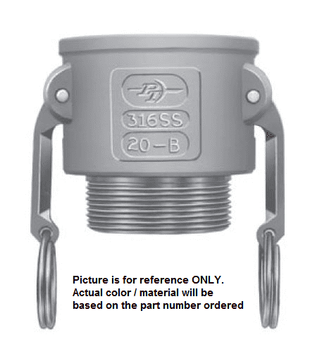 6038000053 (25BFH) by PT-Coupling | 2-1/2" Coupler x 2-1/2" Male Fire Hose (NH) Thread | Aluminum/HB | Buna-N Seal