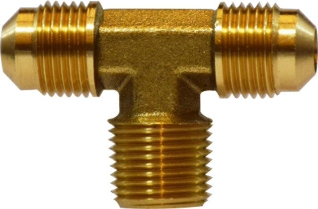 10205 (10-205) Midland SAE 45° Flare Fitting - Male Branch Forged Tee - 1/4" Male SAE 45° Flare x 1/4" Male SAE 45° Flare x 1/4" Male NPT - Brass