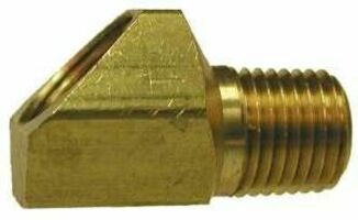 12075 (12-075) Midland Inverted Flare Fitting - 45° Elbow - 5/16" Female Inverted Flare x 1/4" Male NPTF - Brass