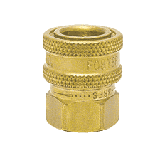 25FS-101 ZSi-Foster Quick Disconnect FST Series Socket - Straight Thru - 1/4" FPT - Brass, w/Viton Seal