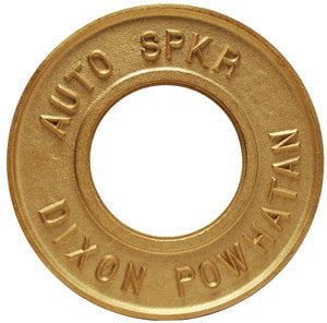 REP250AS-P Dixon Polished Cast Brass Auto-Sprinkler Branded Round Identification Plate - 2-1/2" Pipe Size - 7-5/8" OD - 3-1/4" Hole Size