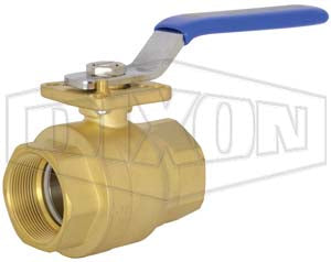 BV2BV-12511-A Dixon Valve 1-1/4" Two-Piece Industrial Brass Ball Valve - Female NPT x Female NPT - PTFE Seat - Standard Handle