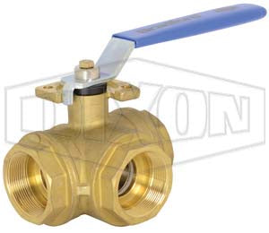 BV3BVTR-2501-A Dixon Valve 2-1/2" Three-Way "T" Industrial Brass Ball Valve - Female NPT - Seat: PTFE