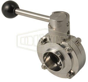 B5101S300BB-A Dixon Valve 3" 316L Stainless Steel Sanitary Weld End Butterfly Valve - Pull Handle - Silicone Seats