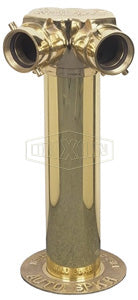 2WSA6025F Dixon Cast Brass Two Way Sidewalk Siamese Assembly (Auto-Sprinkler) - 6" Female NPT Outlet x Two 2-1/2" Female NST(NH) Inlets