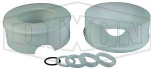 BV-2C-VK400 Dixon Valve 4" Encapsulated 2-Way Sanitary 3 Piece Stainless Steel Ball Valve Repair Kit - Seat: Virgin PTFE