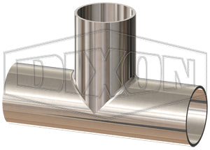 T7WWW-600PL Dixon Valve 6" Tube OD 316L Stainless Steel BioPharm Weld x Weld x Weld Tee BPE2012 (PL Finish SF1)