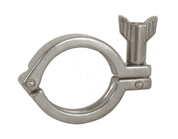13MHHM50-75SN Dixon 304 Stainless Steel Single Pin Heavy Duty Sanitary Clamp with Serrated Wing Nut - 1/2" - 3/4" Tube OD
