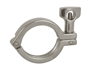 13MHHM100-150 Dixon 304 Stainless Steel Single Pin Heavy Duty Sanitary Clamp with Cross Hole Wing Nut - 1" - 1-1/2" Tube OD