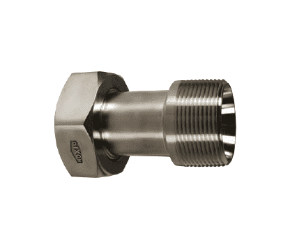 14-19-G300 Dixon 304 Stainless Steel Sanitary Plain Bevel Seat x Male NPT Adapter with Hex Nut - 3" Tube OD