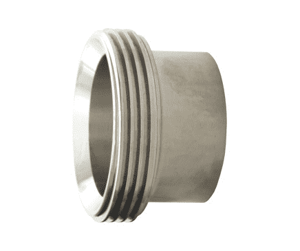 15A-G250 Dixon 304 Stainless Steel Sanitary Long Threaded Bevel Seat Weld Ferrule - 2-1/2" Tube OD