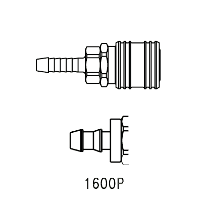 1600P Eaton 1000 Series Female Socket 1/4 Hose Stem End Connection Pneumatic Quick Disconnect Coupling (for use with push-on style hose) - Brass