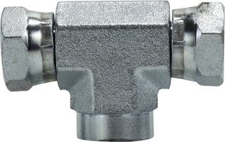 160244 (1602-4-4) Midland Hydraulic Female Swivel Tee - 1/4" Female NPSM x 1/4" Female NPSM x 1/4" Female Pipe - Steel