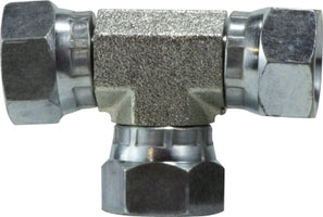 160366 (1603-6-6) Midland Hydraulic Female Swivel Union Tee - 3/8" Female NPSM x 3/8" Female NPSM x 3/8" Female NPSM - Steel