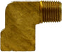 16128 (16-128) Midland Double Compression Fitting - Male 90° Elbow - 1/8" Thread Sleeve x 1/8" Male NPTF - Brass