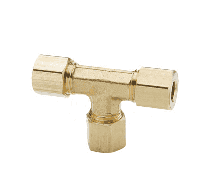 164C-06-06-04 Dixon Brass Compression Fitting - Union Tee - 3/8" Tube Size (1 and 2) x 1/4" Tubing Size (3)