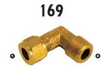 169-06-06 Adaptall Brass 90 deg. -06 Compression x -06 Male BSPT Elbow