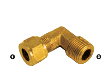 169-06-08 Adaptall Brass 90 deg. -06 Compression x -08 Male BSPT Elbow