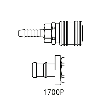 1700P Eaton 1000 Series Female Socket 3/8 Hose Stem End Connection Pneumatic Quick Disconnect Coupling (for use with Push-on style hose) - Brass