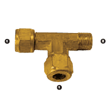 171-06-06 Adaptall Brass -06 Compression x -06 Male BSPT Run Tee