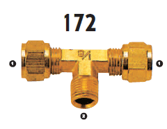 172-04-02 Adaptall Brass -04 Compression x -02 Male BSPT Branch Tee