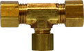 18118 (18-118) Midland Compression Fitting - Forged Reducing Tee - 5/8" Tube OD x 5/8" Tube OD x 3/8" Tube OD - Brass