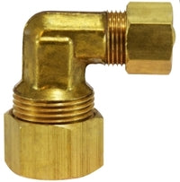 18136 (18-135) Midland Compression Fitting - Forged Reducing 90° Elbow - 1/2" Tube OD x 3/8" Tube OD - Brass