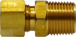 18180 (18-180) Midland Compression Fitting - Male Adapter - 1/4" Tube OD x 1/4" Male NPTF - Brass