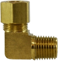 18234B (18-234B) Midland Compression Fitting - Barstock Male 90° Elbow - 3/8" Tube OD x 3/8" Male NPTF - Brass