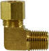 18234B (18-234B) Midland Compression Fitting - Barstock Male 90° Elbow - 3/8" Tube OD x 3/8" Male NPTF - Brass