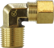 700069-0302 Midland Lead Free Compression Fitting - Male 90° Elbow - 3/16" Tube OD x 1/8" Male Pipe - Brass