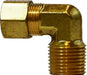 18233 (18-233) Midland Compression Fitting - Male 90° Elbow - 3/8" Tube OD x 1/4" Male NPTF - Brass